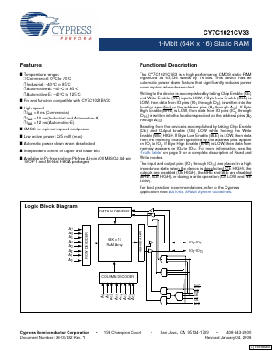 CY7C1021CV33-10BAXI image