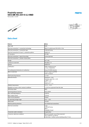 SIES-8M-NS-24V-K-0.3-M8D image