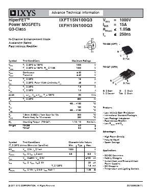 IXFT15N100Q3 image