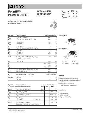 IXTA6N50P image