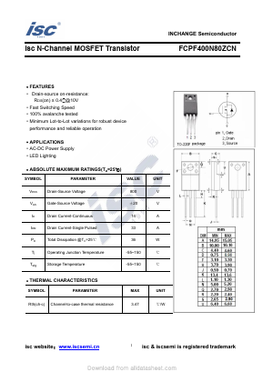 FCPF400N80ZCN image