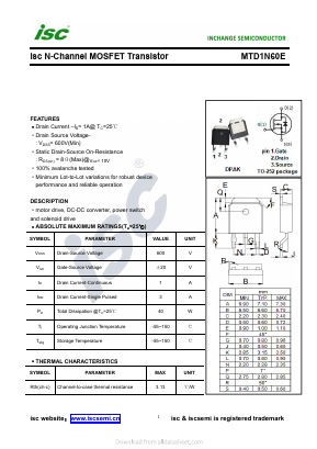 MTD1N60E image