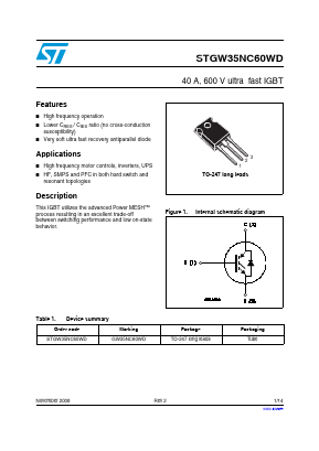 STGW35NC60WD image