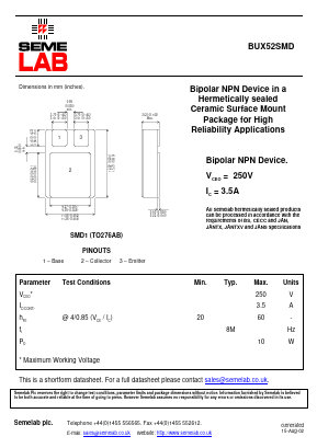 BUX52SMD image