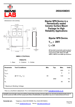 2N5664SMD05 image